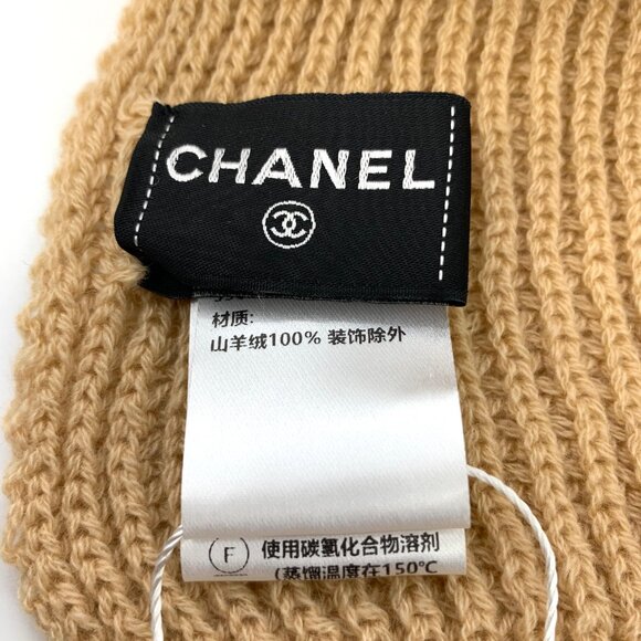 H14614 Chanel Chanel brown logo letter sequin embroidered cashmere knitted scarf